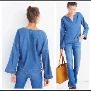 MADEWELL Lace Up Denim Top